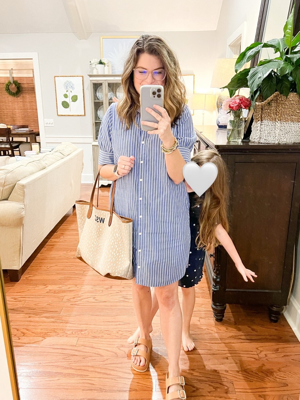 Blue Stripe Button-Down Shirt Dress